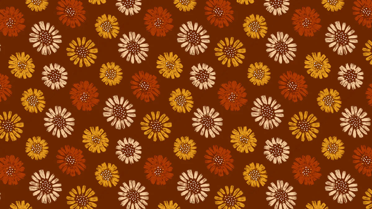 Rustic Daisy Meadow Mural Wallpaper — Earthy Warmth and Vintage Charm Mural Wallpaper - room preview 04