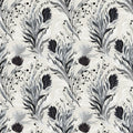 Monochrome Botanical Mural Wallpaper — Expressive Ink Illustration Mural Wallpaper - room preview 04