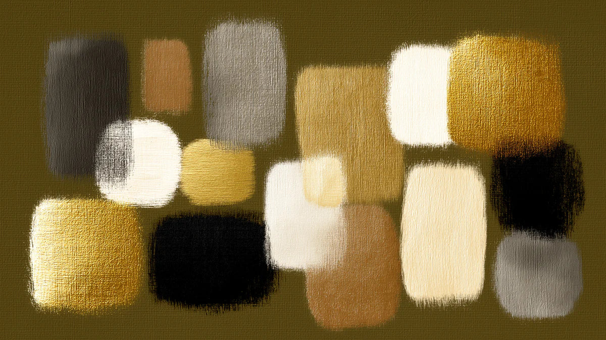 Abstract Painted Block Mural Wallpaper in Earthy Gold and Charcoal Mural Wallpaper - room preview 04