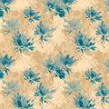 Abstract Floral Bloom Mural Wallpaper — Indigo and Sand Mural Wallpaper - room preview 04