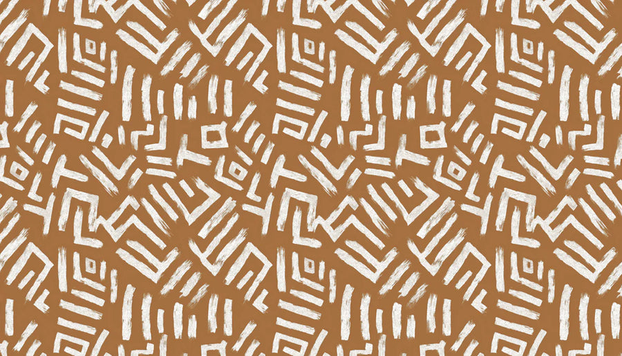 Papier peint mural en argile tribale abstraite — Papier peint mural moderne à lignes dessinées à la main printable artwork