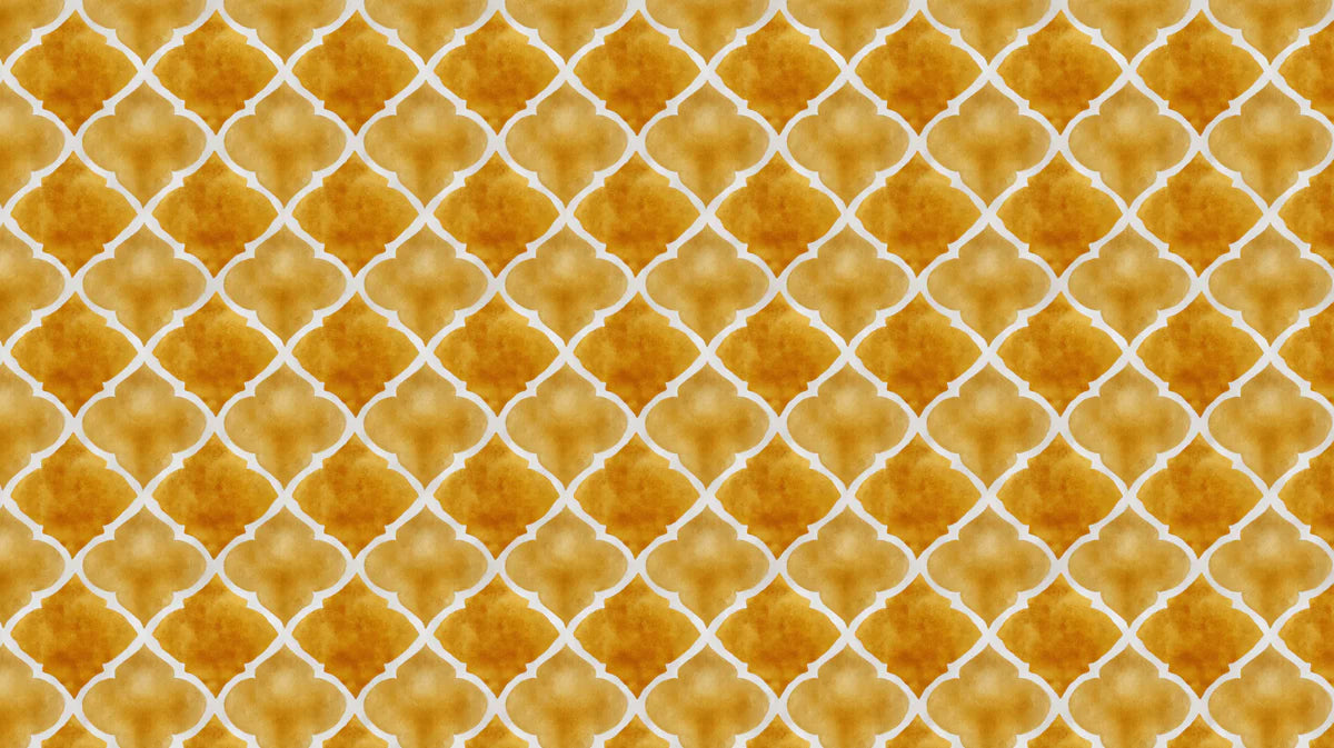 Watercolor Quatrefoil Mural Wallpaper — Warm Gold Geometric Mural Wallpaper - room preview 04