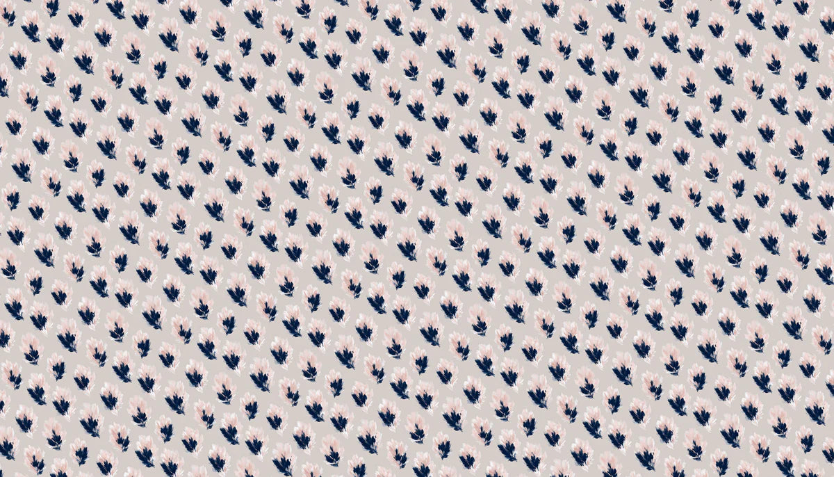 Abstract Feather Mural Wallpaper — Soft Pink and Navy Pattern Mural Wallpaper - room preview 04