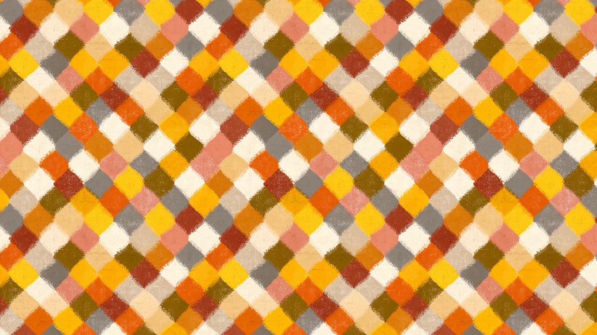 Abstract Harlequin Mural Wallpaper — Painterly Diamond Pattern Mural Wallpaper - room preview 04