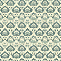 Vintage Damask Mural Wallpaper — Blue and Cream Floral Print Mural Wallpaper - room preview 04