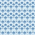Delicate Damask Floral Mural Wallpaper — Soft Blue Pattern Mural Wallpaper - room preview 04