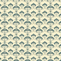 Art Nouveau Fan Floral Mural Wallpaper — Cream and Slate Blue Mural Wallpaper - room preview 04