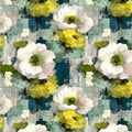Abstract Floral Mural Wallpaper in Ochre and Teal Brushstrokes Mural Wallpaper - room preview 04