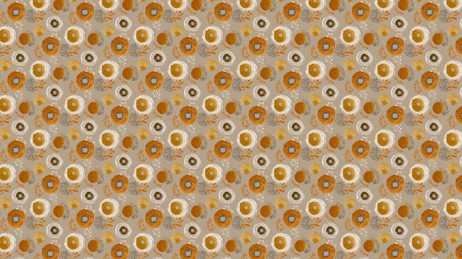 Papier peint mural floral peint abstrait Ocre chaud et Or printable artwork