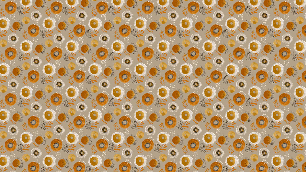 Abstract Painted Floral Mural Wallpaper in Warm Ochre and Gold Mural Wallpaper - room preview 04