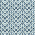 Traditional Damask Floral Mural Wallpaper — Cool Blue Leaf Pattern Mural Wallpaper - room preview 04