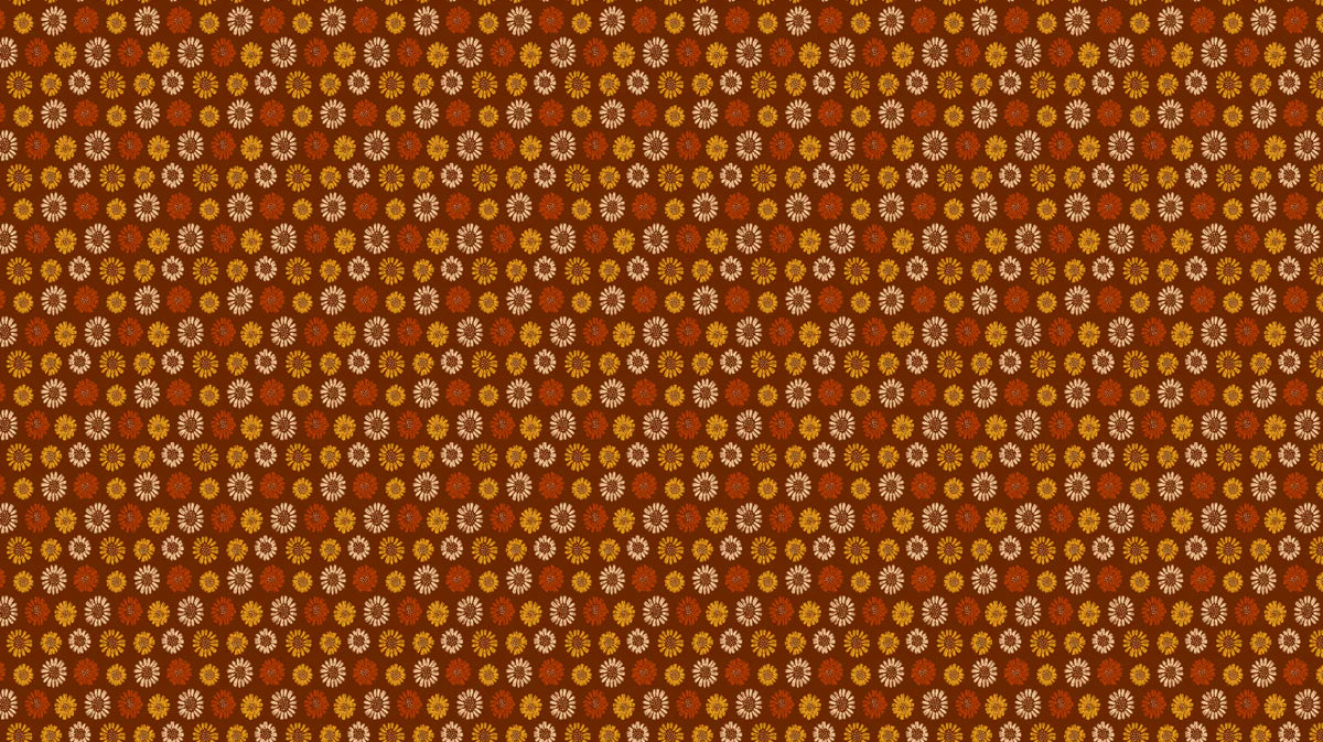 Retro Floral Mural Wallpaper — Warm Earthy Botanical Pattern Mural Wallpaper - room preview 04