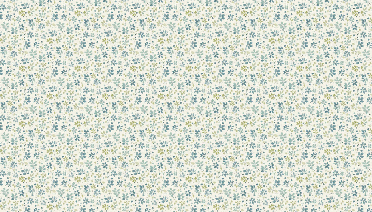 Ditsy Floral Mural Wallpaper — Soft Blue and Sage Garden Mural Wallpaper - room preview 04