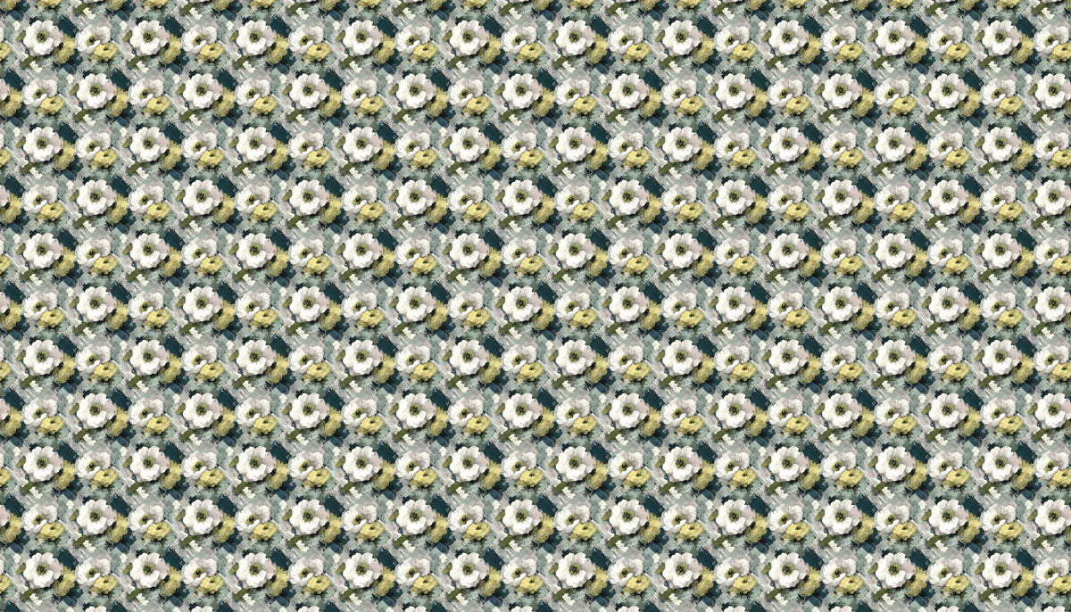 Impressionist Floral Mural Wallpaper in Sage and Ochre Mural Wallpaper - room preview 04