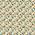Abstract Floral Mural Wallpaper in Ocean Blue and Sand Mural Wallpaper - room preview 04