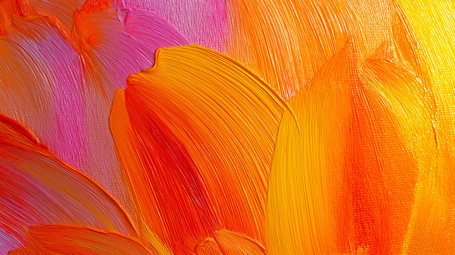 Papier peint mural abstrait et vibrant à coups de pinceau – Papier peint mural Nuances de coucher de soleil printable artwork