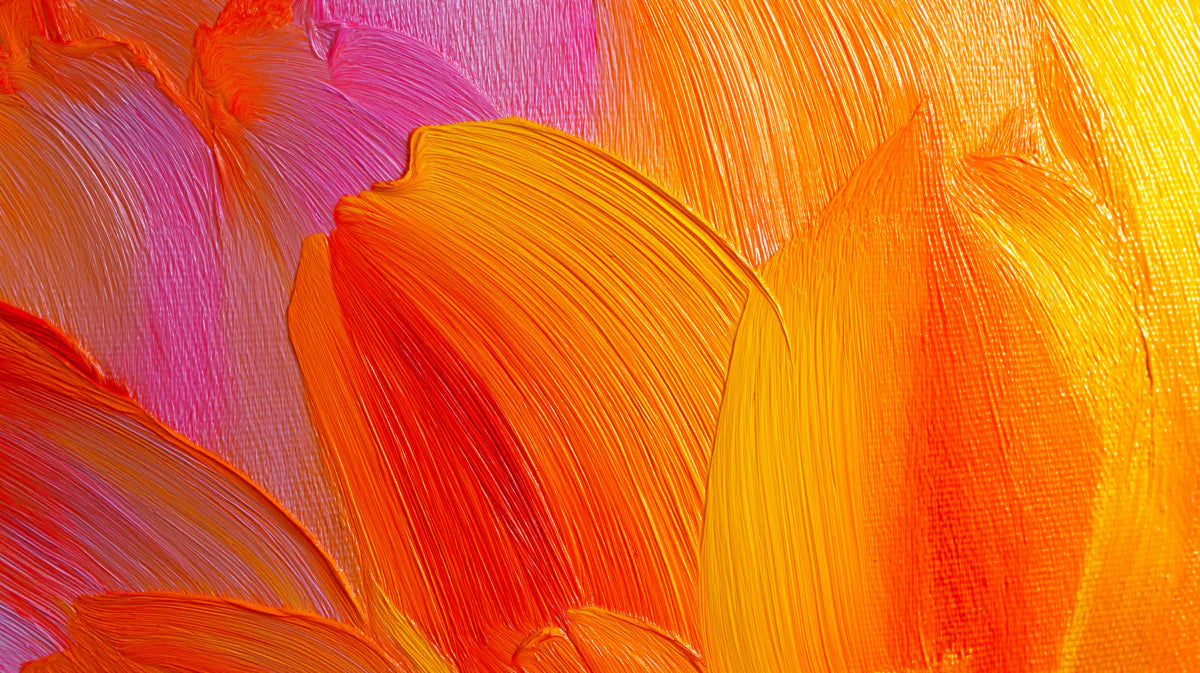 Vibrant Abstract Brushstroke Mural Wallpaper — Sunset Hues Mural Wallpaper - room preview 04