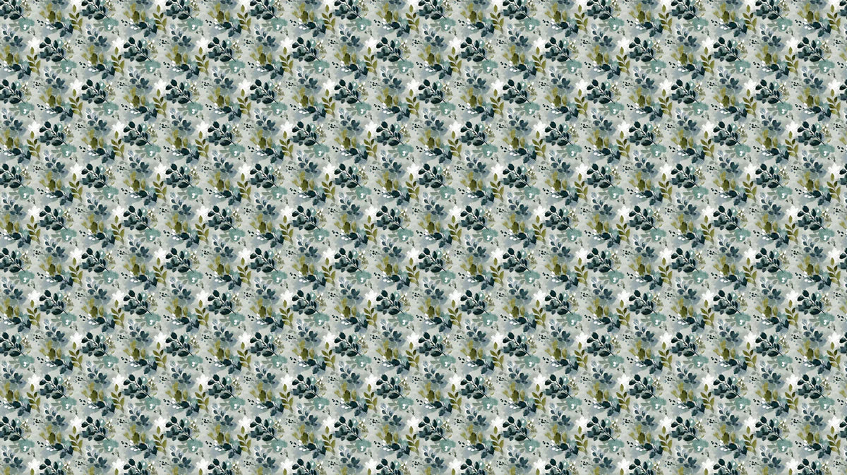 Abstract Botanical Leaf Mural Wallpaper — Muted Teal and Sage Green Mural Wallpaper - room preview 04