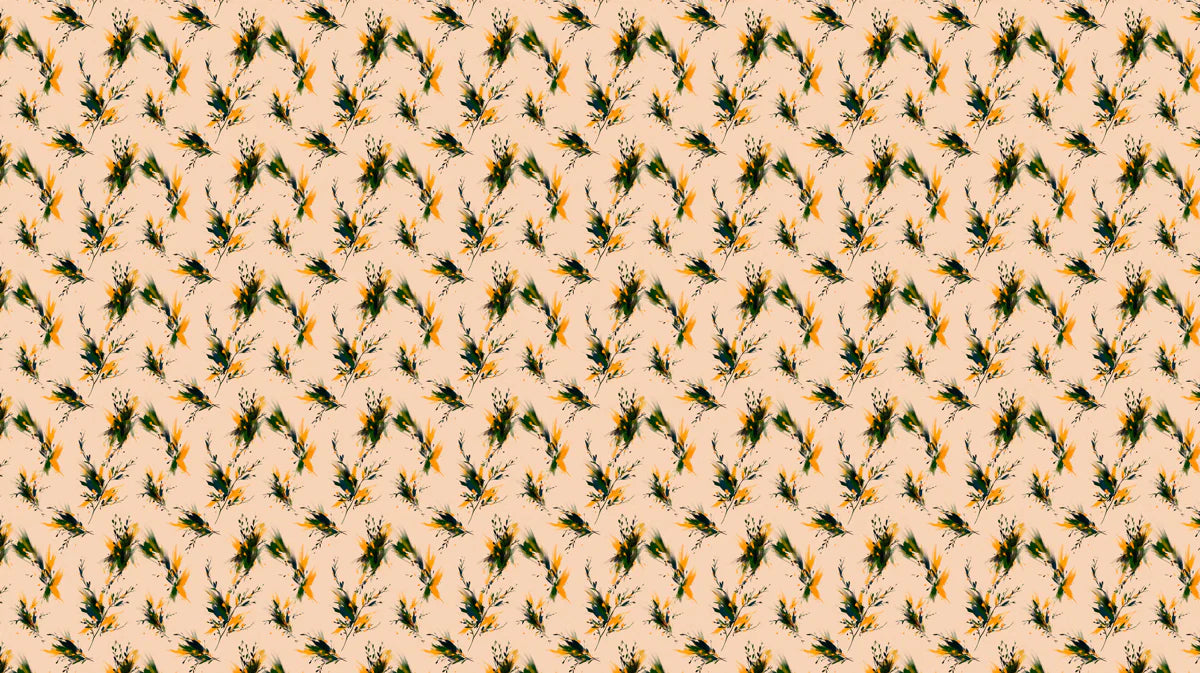 Abstract Botanical Brushstroke Mural Wallpaper — Ochre and Pine Mural Wallpaper - room preview 04