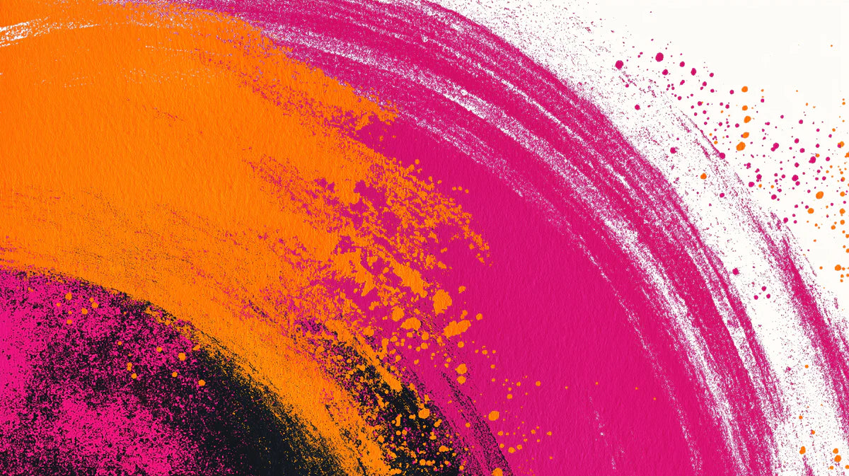 Abstract Painted Circle Mural Wallpaper — Vibrant Fuchsia and Orange Mural Wallpaper - room preview 04