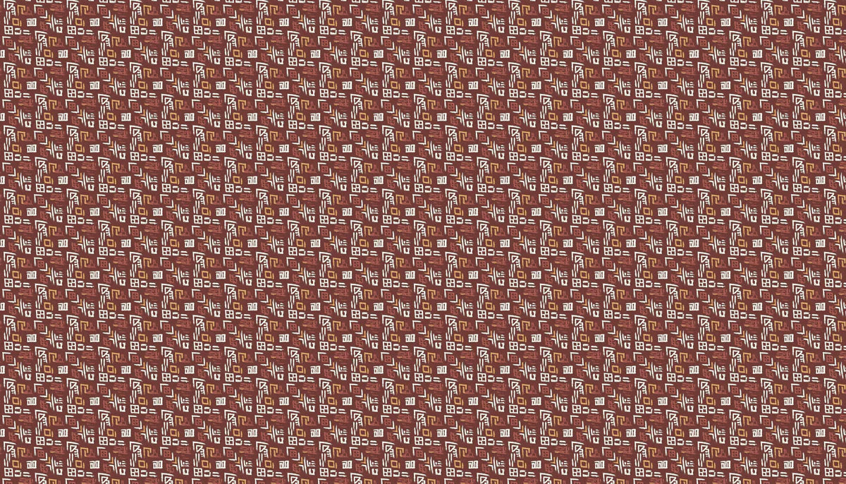 Abstract Tribal Motif Mural Wallpaper — Earthy Geometric Folk Art Mural Wallpaper - room preview 04