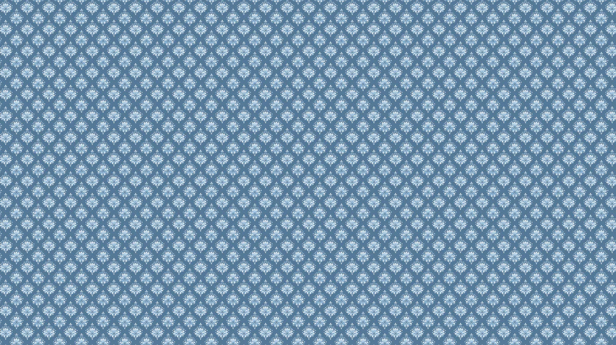 Heritage Blue Damask Mural Wallpaper — Traditional Floral Pattern Mural Wallpaper - room preview 04