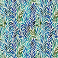 Abstract Foliage Mural Wallpaper — Blue and Green Leaf Pattern Mural Wallpaper - room preview 04