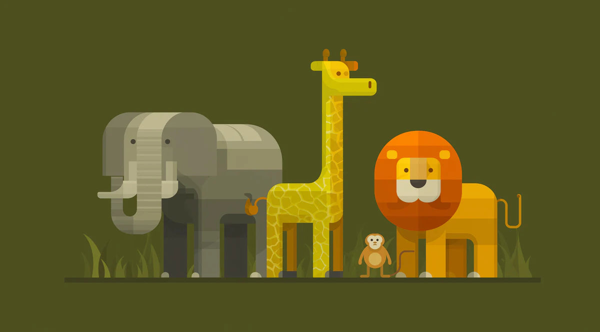 Geometric Safari Animal Mural Wallpaper — Mid-Century Retro Style Mural Wallpaper - room preview 04