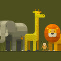 Geometric Safari Animal Mural Wallpaper — Mid-Century Retro Style Mural Wallpaper - room preview 04