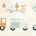 Retro Vehicle Geometric Mural Wallpaper — Playful Transport Print Mural Wallpaper - room preview 04