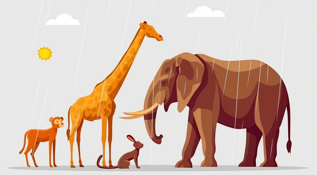 Safari Animals Rain Mural Wallpaper — Playful Nursery Illustration Mural Wallpaper - room preview 04