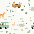 Safari Road Trip Mural Wallpaper — Whimsical Animal Pattern Mural Wallpaper - room preview 04