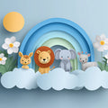 3D Safari Cloud Mural Wallpaper — Whimsical Paper Art Design Mural Wallpaper - room preview 04