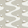 Snowy Village Road Mural Wallpaper — Minimalist Winter Scene Mural Wallpaper - room preview 04