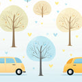 Minimalist Road Trip Mural Wallpaper — Scandi Cartoon Landscape Mural Wallpaper - room preview 04