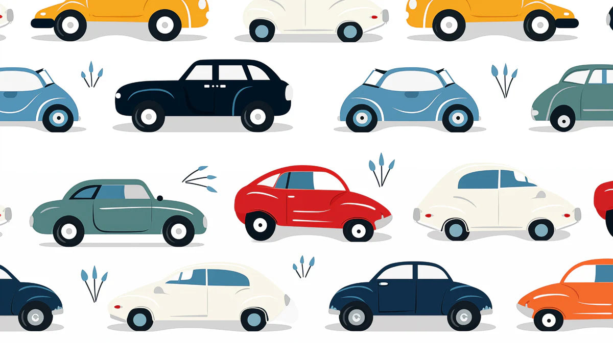 Vintage Car Motif Mural Wallpaper — Mid-Century Graphic Design Mural Wallpaper - room preview 04