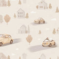 Vintage Village Road Trip Mural Wallpaper — Soft Neutral Design Mural Wallpaper - room preview 04
