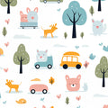 Kawaii Woodland Adventure Mural Wallpaper — Playful Animal Scene Mural Wallpaper - room preview 04