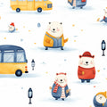 Winter Polar Bear Friends Mural Wallpaper — Whimsical Kids Scene Mural Wallpaper - room preview 04