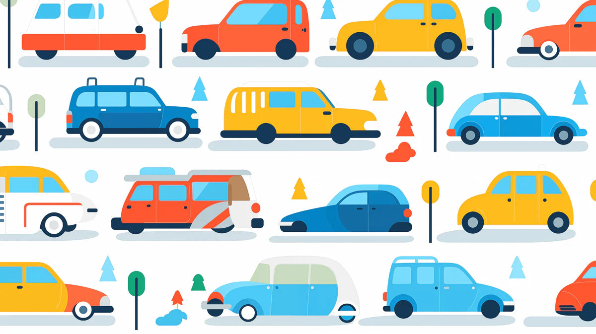 Retro Road Trip Mural Wallpaper —Playful Mid-Century Car Motif Mural Wallpaper - room preview 04