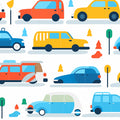 Retro Road Trip Mural Wallpaper —Playful Mid-Century Car Motif Mural Wallpaper - room preview 04