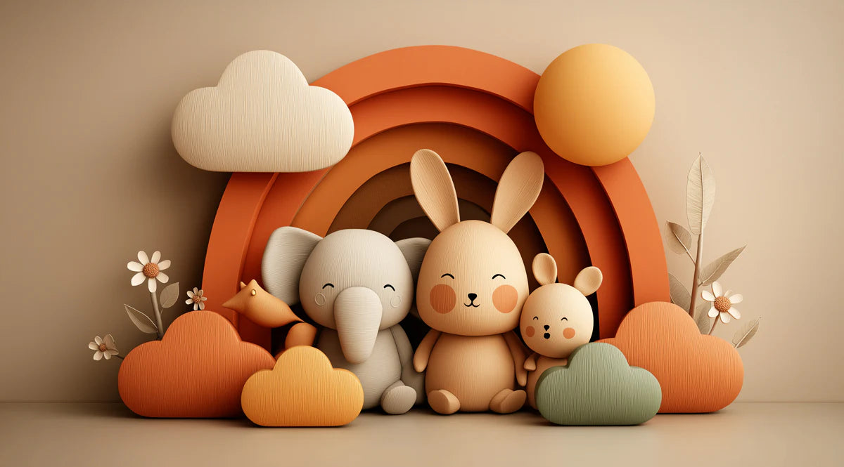3D Boho Animal Friends Mural Wallpaper — Warm Terracotta Arch Mural Wallpaper - room preview 04