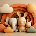 3D Boho Animal Friends Mural Wallpaper — Warm Terracotta Arch Mural Wallpaper - room preview 04