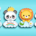 Charming Cloud Animals Mural Wallpaper — Bright Kids Room Decor Mural Wallpaper - room preview 04
