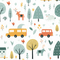 Safari Folk Art Mural Wallpaper — Whimsical Animals and Cars Mural Wallpaper - room preview 04