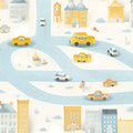Cartoon City Map Mural Wallpaper in Sunny Yellow and Soft Blue Mural Wallpaper - room preview 04