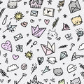 Kawaii Doodle Mural Wallpaper — Playful Line Art Motif Mural Wallpaper - room preview 04