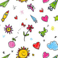Childhood Doodle Sketch Mural Wallpaper —Whimsical Hand-Drawn Motifs Mural Wallpaper - room preview 04