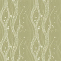Olive Green Dotted Vine Mural Wallpaper — Organic Flowing Pattern Mural Wallpaper - room preview 04