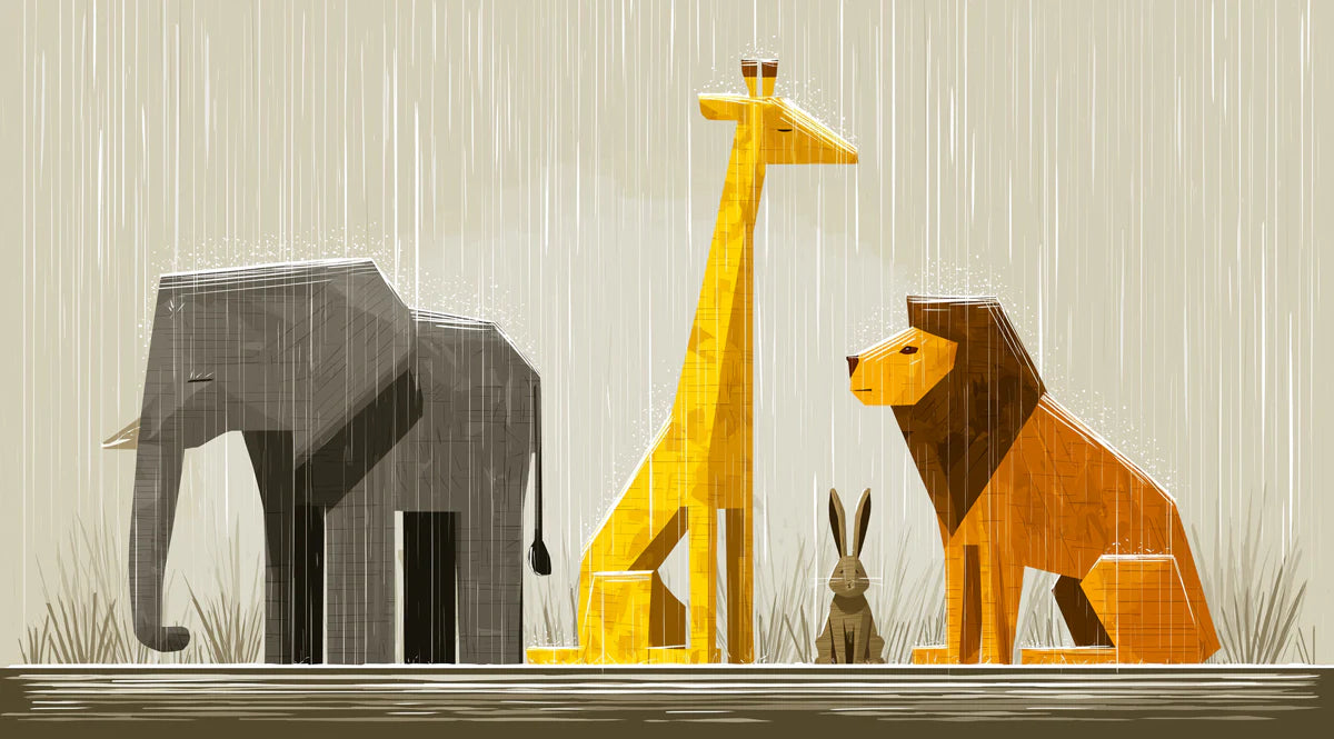 Safari Animals Low-Poly Mural Wallpaper — Geometric Earth Tone Art Mural Wallpaper - room preview 04